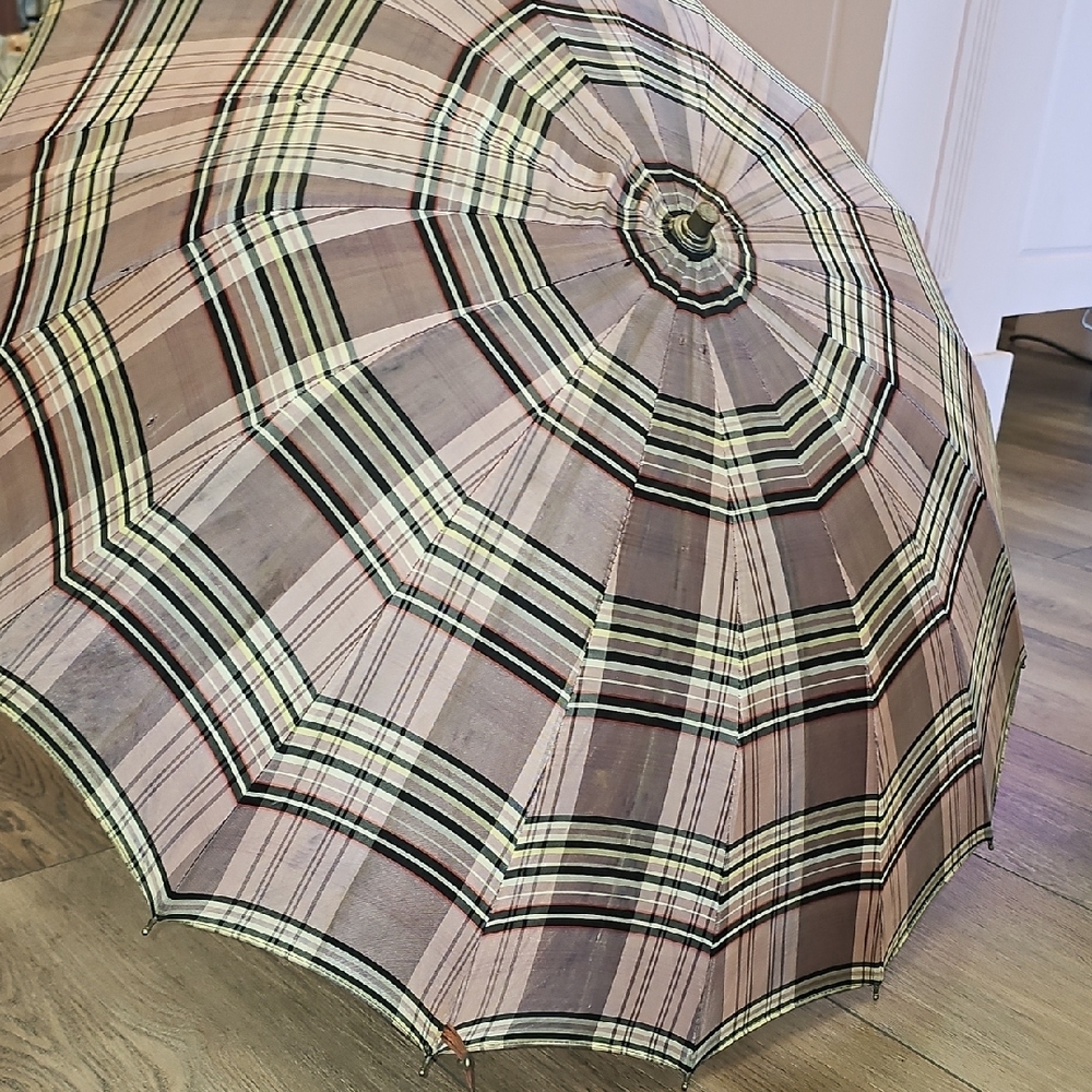 Vintage, Retro, Cloth, 50s, 60s, Parasel, Striped, Folding, Women's, Sunshade